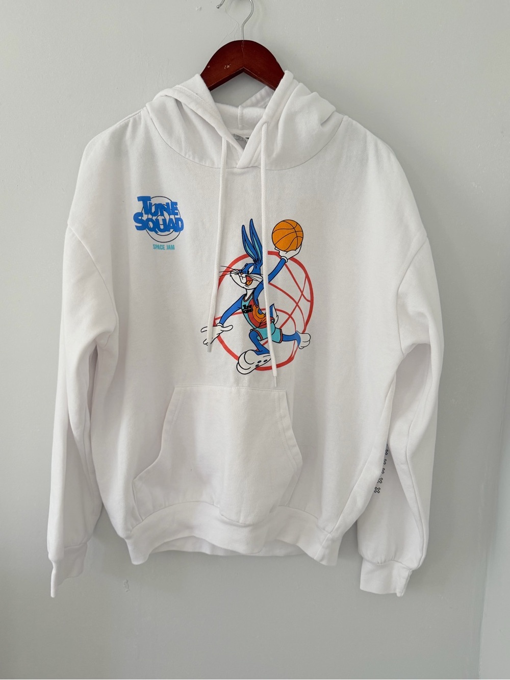Cotton white hoodie Tune Squad Bugs Bunny space jam size L